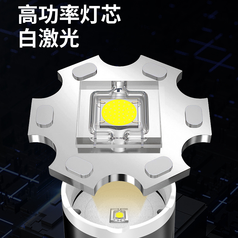 Nueva linterna láser con pantalla LCD Tipo-C de carga rápida Linterna de zoom telescópico de largo alcance Linterna fuerte para exteriores