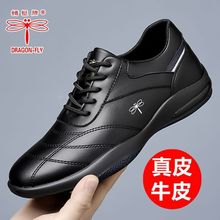 蜻蜓牌男鞋真皮牛皮春秋季中青年皮鞋男真皮驾车休闲男士懒人鞋男