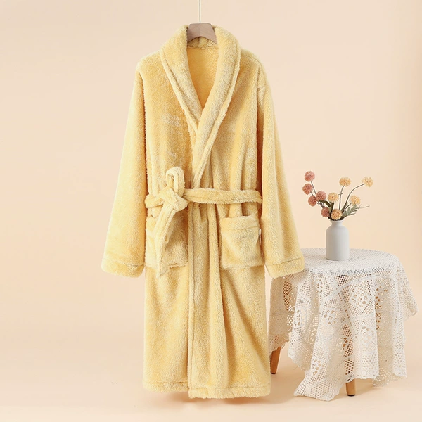 Flannel yellow bathrobe