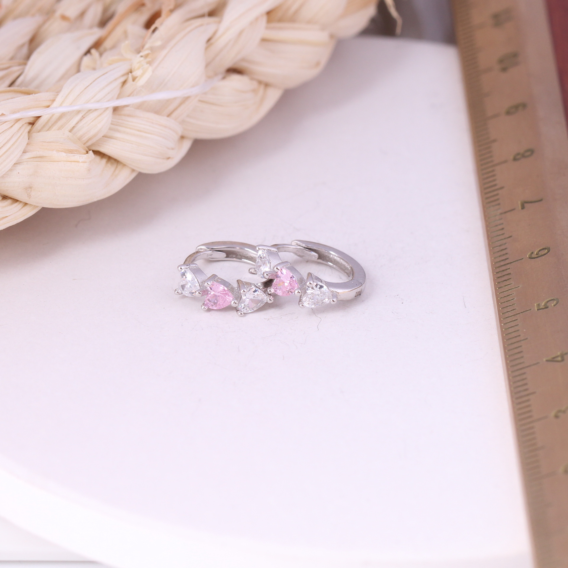 18K Real Gold Plated, Rhodium Plated Plating Material Zircon Inlay Material Hoop Earrings Classification 1 Pair 925 Sterling Silver Zircon Heart Shape Hoop Earrings