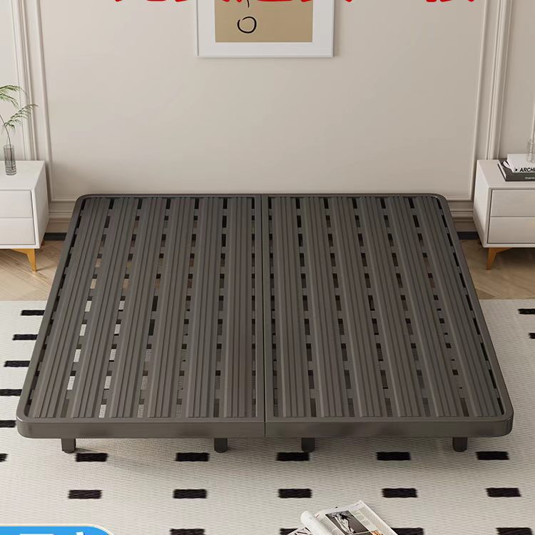 Japanese-style minimalist iron frame for a floating bed, featuring a slatted bed base, suitable for home use, and available in single and double sizes