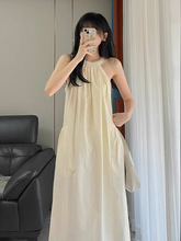 无袖背心连衣裙女夏季2023新款法式宽松度假风仙女裙长裙白色裙子