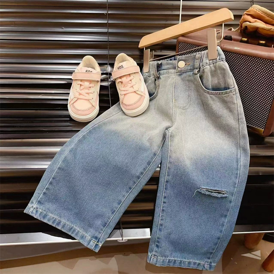 Детские casual брюки, джинсы, осень, детская одежда, градиент, свободный крой
