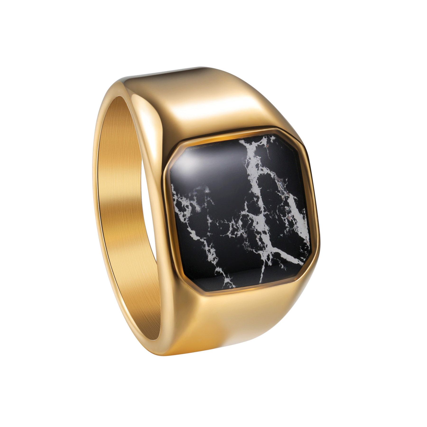 Men's Gender Retro Classic Style Geometric Titanium Steel Plating Men's Rings Men Signet Rings