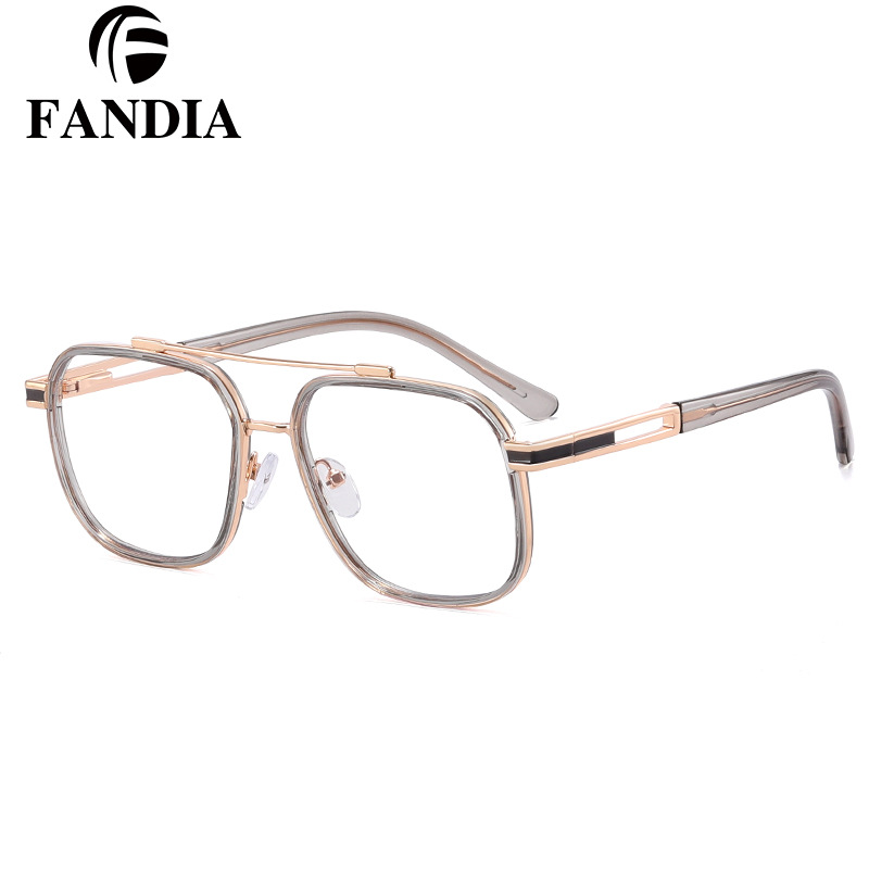 81092 nuevo marco de Gafas de metal TR90 doble haz polígono gafas lisas anti-Luz Azul gafas marco puede ser equipado con gafas de miopía