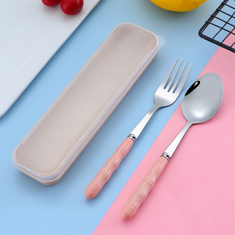 유러피언 핑크-[숟가락+포크+수납함]