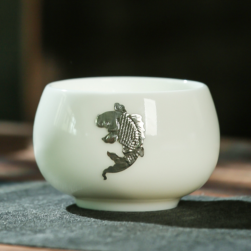 화이트 도자기 물고기 도약 드래곤 게이트