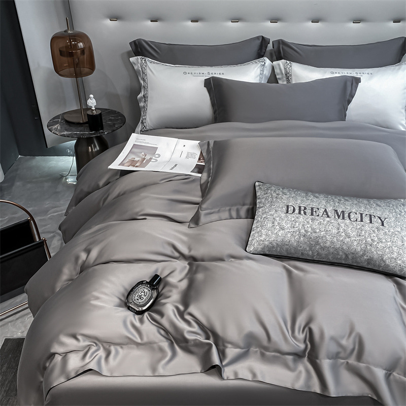 Verano 100% Tensi Juego de cuatro piezas Ropa de cama de verano de lujo ligero Funda de edredón Ropa de cama de tres piezas Ropa de cama