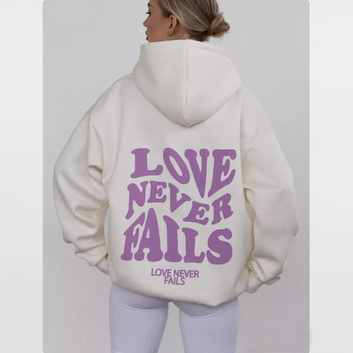 Women's winter and autumn reversible hooded zip-up sweatshirt with letter print, loose fit, hot-selling, trendy Ins-style top