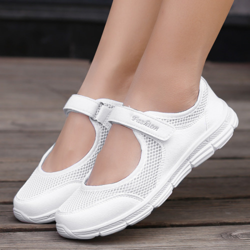 Fall Trend Fashion Mother Casual Shoes Large Size Breathable Lightweight Plain Mesh Shoes for Women