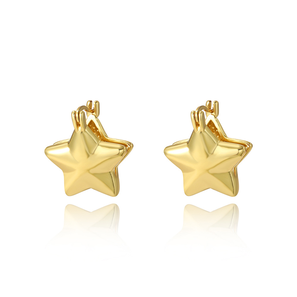 Star Pattern 1 Pair Simple Style Star Copper Hoop Earrings