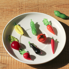 创意中式家居小饰品蔬菜摆件手工玻璃可爱迷你摆件室内桌面摆饰