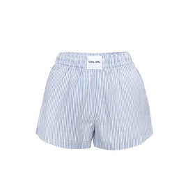 Z-01802欧美夏季时尚休闲宽松后贴口袋条纹短裤女装（白标无字母)