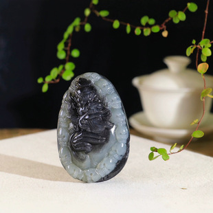 Jin Yu Tang Xinjiang Boutique Hetian Jade Blue and white Zhong Kui Pendant Jade Oil Moisturizing Bright Jade Noodles Carved