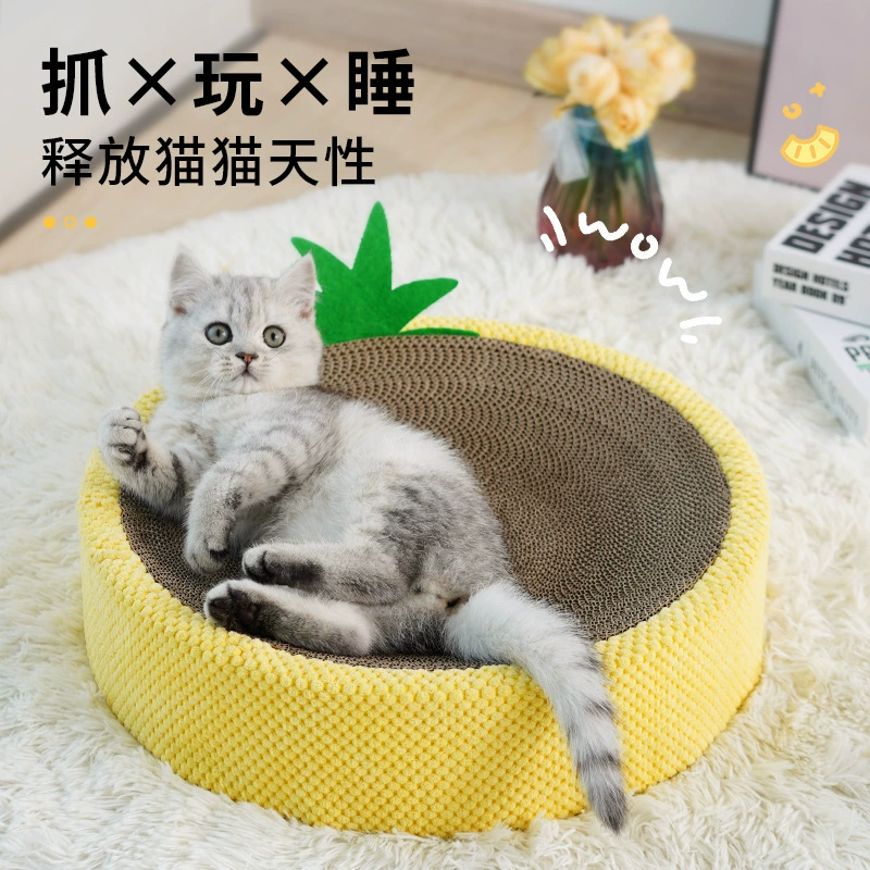 Мяу Xianer Ананас Гофрированная Бумага Кошачий Раковина Круглый Кошачьих Царапин Доска Кошка Гнездо Гофрированная Бумага Кошка Шлифовальные Доски Коготь Кошка Игрушка Гнездо