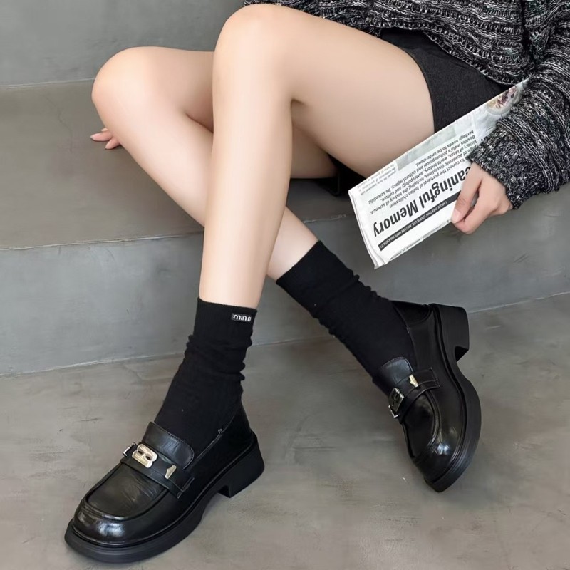 真皮乐福鞋女2025秋季新款学院风黑色JK小皮鞋英伦风复古厚底单鞋|undefined