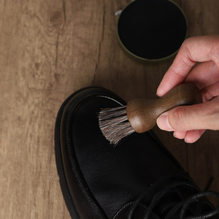 Horse Hair Oil Brush Beech small size Shoe Brush Soft Fur Leather Shoe Care Brush Oil Brush Dust Removal Oil Polishing