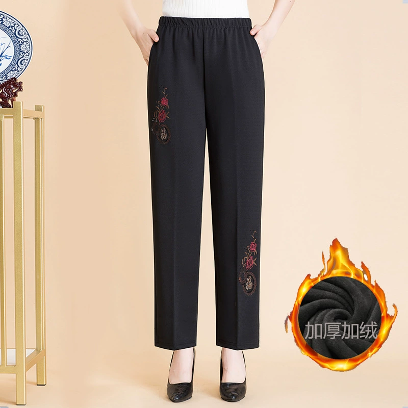 Женские брюки среднего и пожилого возраста зимний бархат толстый кашемир мама теплая хлопчатобумажные брюки
