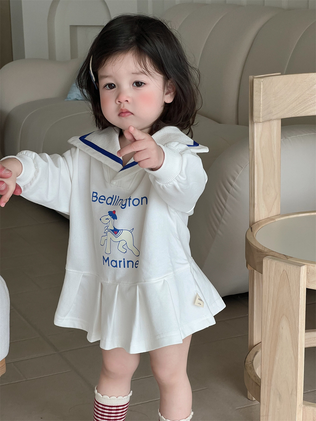 Vestido de manga larga para niñas, estilo coreano, ropa infantil, ropa de bebé, estilo otoñal, vestido de princesa, falda infantil nueva 2025