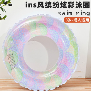 Cross-border ins thickened children's Danish retro striped plaid swimming ring inflatable baby underarm ring floating ring