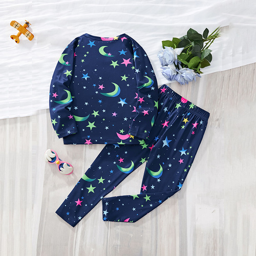 2025 Autumn/Winter Long-Sleeve Long-Pants Set for Boys and Girls in Europe and America, Cartoon Animal Style, Suitable for Middle Children