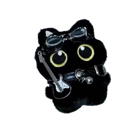 Big Eyes Black Cat Colgante Punk Little Black Cat Keychain bolsos colgante Rock Gato para amigos