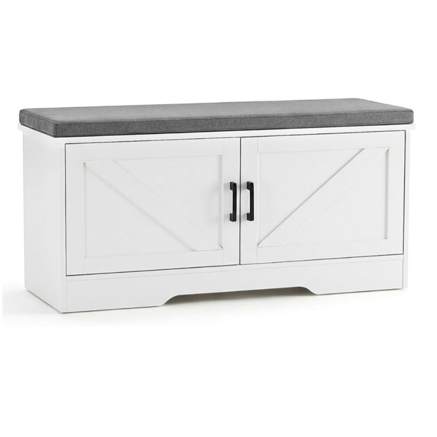 Shoe bench with storage and cushioned seat Spacious shoe cabinet…