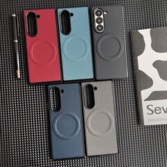 サムスンZ Fold7折り畳みスクリーン携帯ケースZFold6/5繊維皮紋磁気吸引W25保護カバーを適用