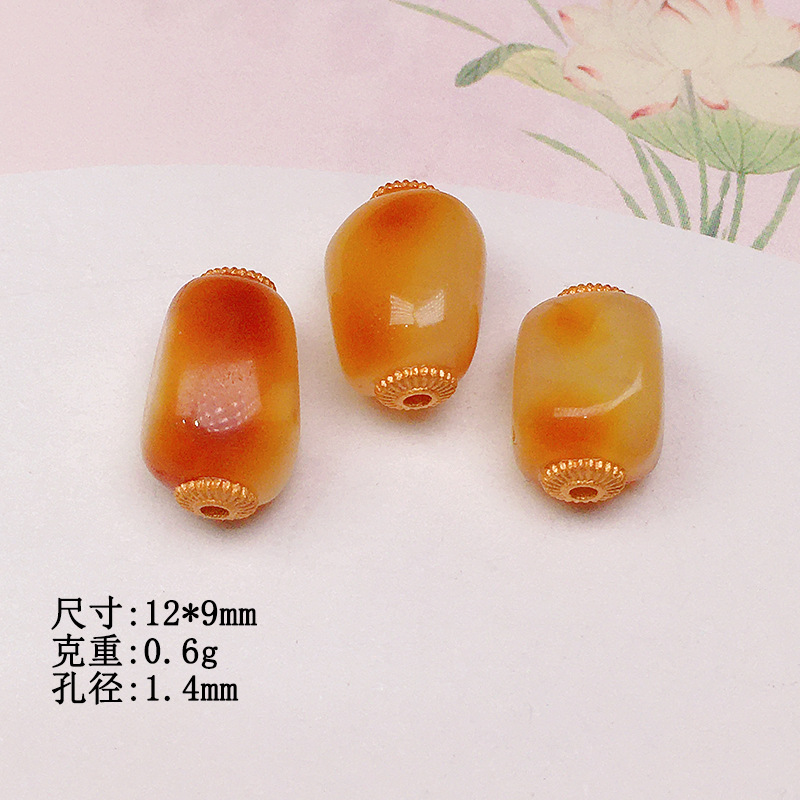 Natural beeswax Buddha accessories s925 silver gold-plated bracelet necklace string decoration diy handmade spacer beads semi-finished products