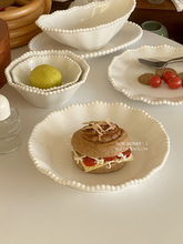 奶油风餐具套装瓷器法式浪漫碗盘餐具合集白色餐盘西餐沙拉甜品