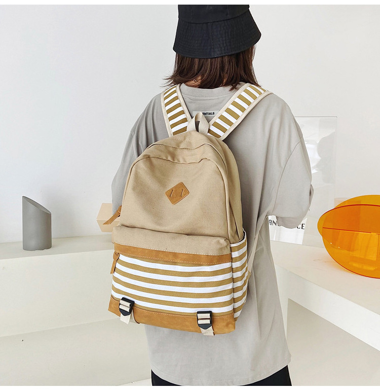 Stripes Large Capacity Fashion Canvas Backpack Wholesale Nihaojewelry display picture 10