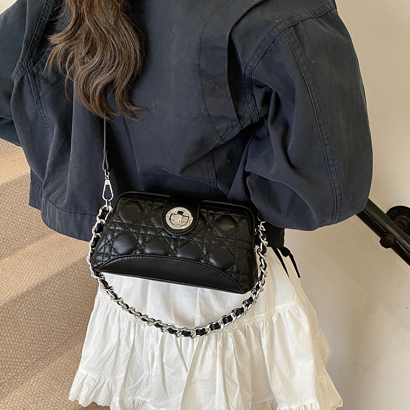 Alta textura de cadena de diamante bolso pequeño bolso de moda de mujer mini bolso de teléfono móvil exquisito bolso de cinturón de bloqueo