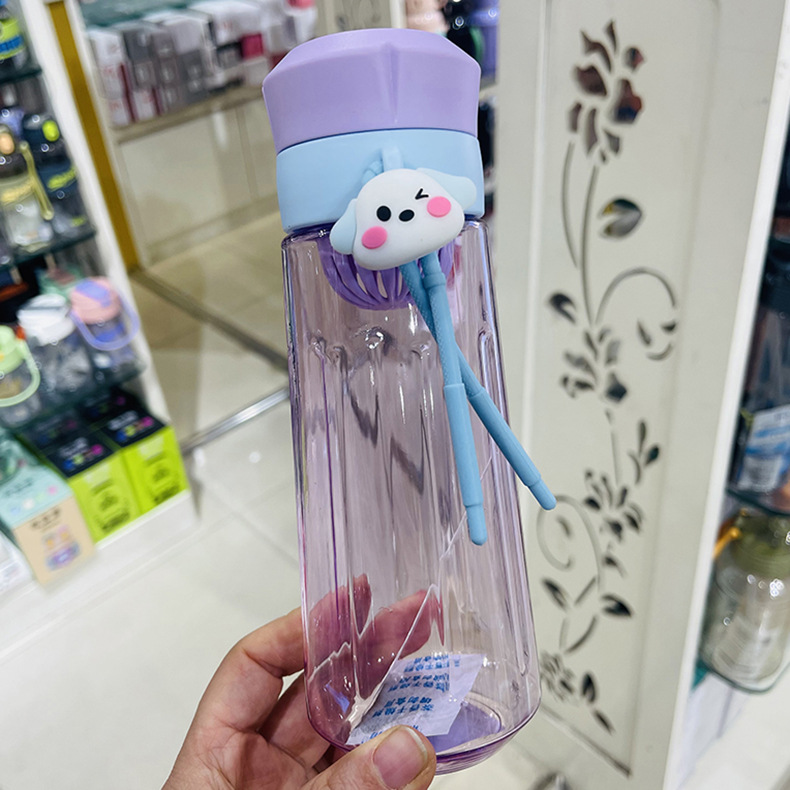 Baijia en línea estudiantes de gran capacidad de lujo ligero portátil creativo portátil con alto valor de la cara exterior de la mujer taza de agua de plástico