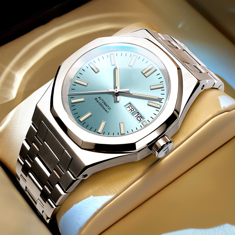 OEM小批量定制八边形切割时尚自动机械男表ODM手表设计更换LOGO标