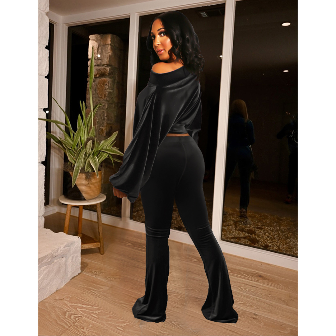 Completo pantalone donna per discoteca monospalla maniche a lanterna_voghion.com