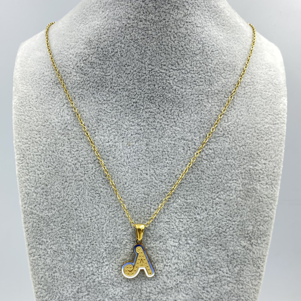 Wholesale Jewelry Simple Style Letter Titanium Steel Cable Chain Pendant Necklace