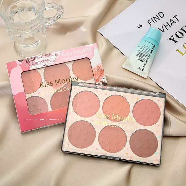 6-Color Blush Palette, Matte and Pearlescent, Skin-Friendly, Long-Lasting, Natural Sun-Kissed Blush for Women, Highlighter and Contouring All-In-One, Factory Direct Supply