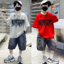 男童夏装套装2025年新款儿童夏季短袖牛仔套装中大童两件套洋气潮