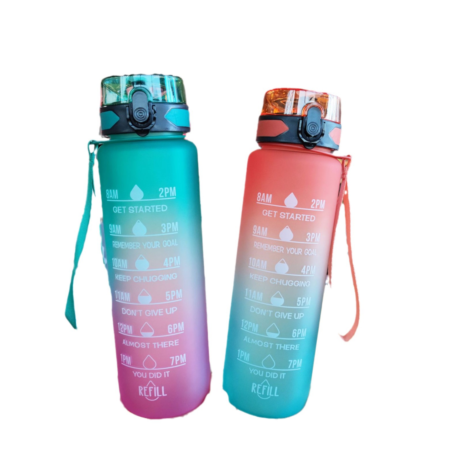 Gradiente de color botella de agua esmerilado taza de espacio portátil cuerda rebote cubierta taza 1000ml al aire libre fitness deportes hervidor de agua