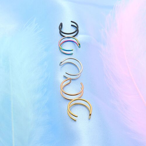 316 stainless steel ear clips, vacuum plating color-preserving double-layered new C-shaped lip rings, non-pierced ear clips, lip clip earrings