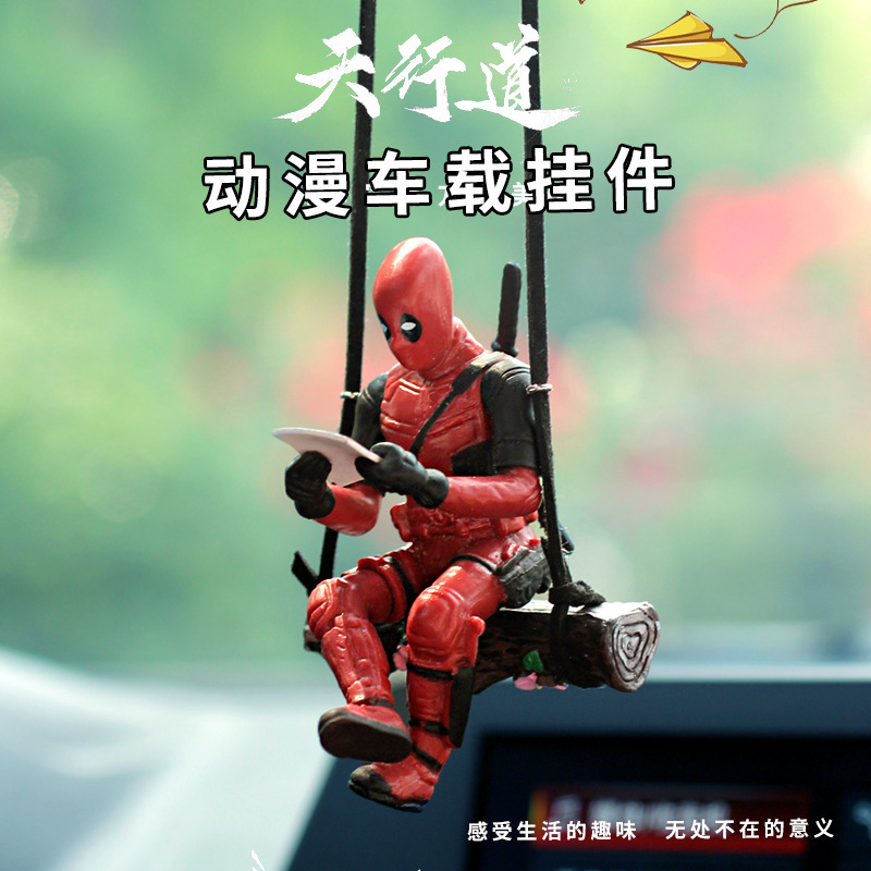 Animación creativa transfronteriza Deadpool columnas de automóviles accesorios de automóviles decoración interior espejo retrovisor colgante dibujos animados