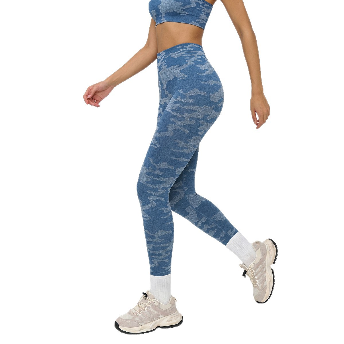 Yoga broek voor dames met camouflageprint, hoge elasticiteit, slim fit, buikcontrole, perzikvormig figuur, sportief, fitness, hardlopen._voghion.com