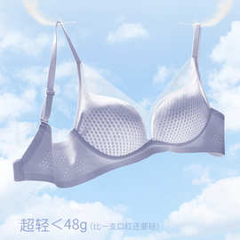 无痕速干透气舒适内衣网纱超薄无钢圈聚拢上托收副乳文胸79859