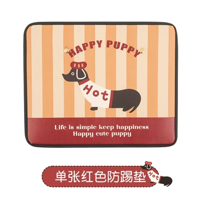 Puppy lady cute cartoon chair back anti-kick cushion car seat chair back anti-fouling cushion short backpack suspension type (Chair back anti-kick pad) - dachshund-red