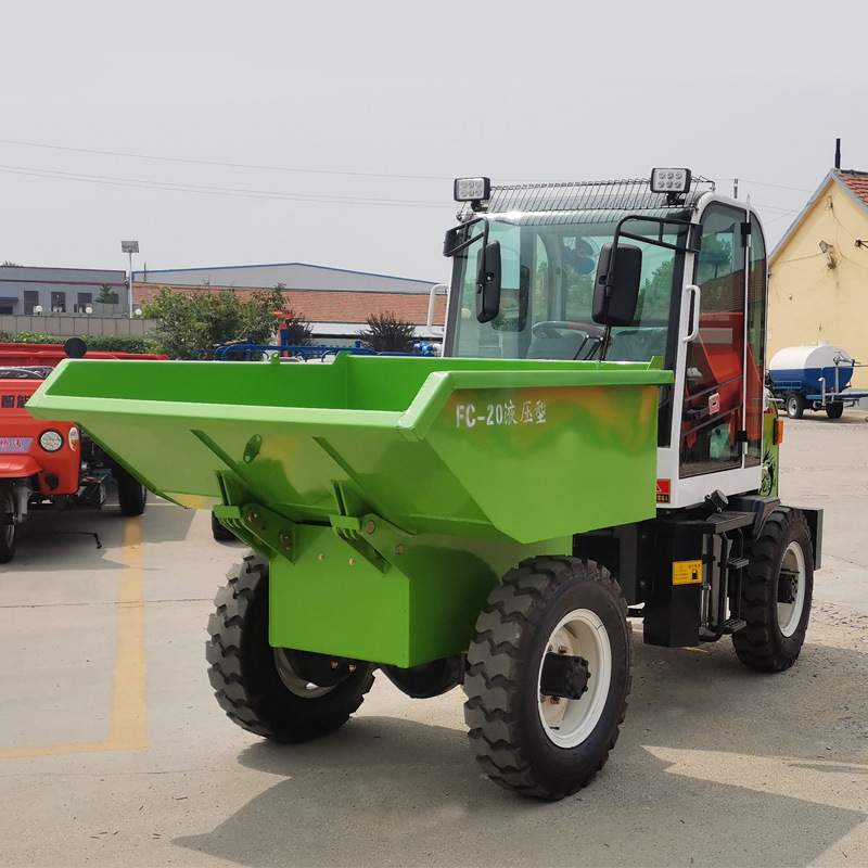 2吨柴油前翻斗式四轮蹦蹦车液压式四驱工程运输翻斗车可带驾驶座