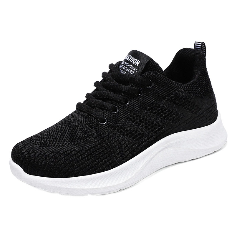 Zapatillas de deporte inferiores suaves ocasionales de las mujeres zapatos de una sola capa transpirables volando zapatos de malla tejida zapatos de mamá zapatos de correr de entrega al por mayor de las mujeres