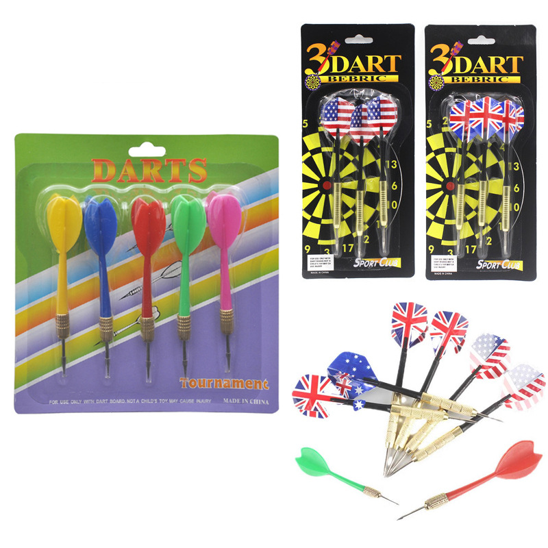 Plastic Color Dart Pin Entertainment Leisure Dart Board Supporting Flying Label Copper Plated Flying Needle Suction Card Packaging Iron Needle Copper Plated