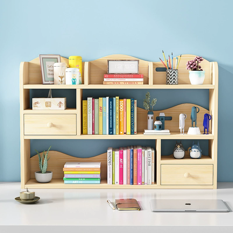 Напольная книжная полка для рабочего стола, простая, из массива дерева, небольшой шкаф для хранения, многоярусная полка, сетчатый шкаф для спальни