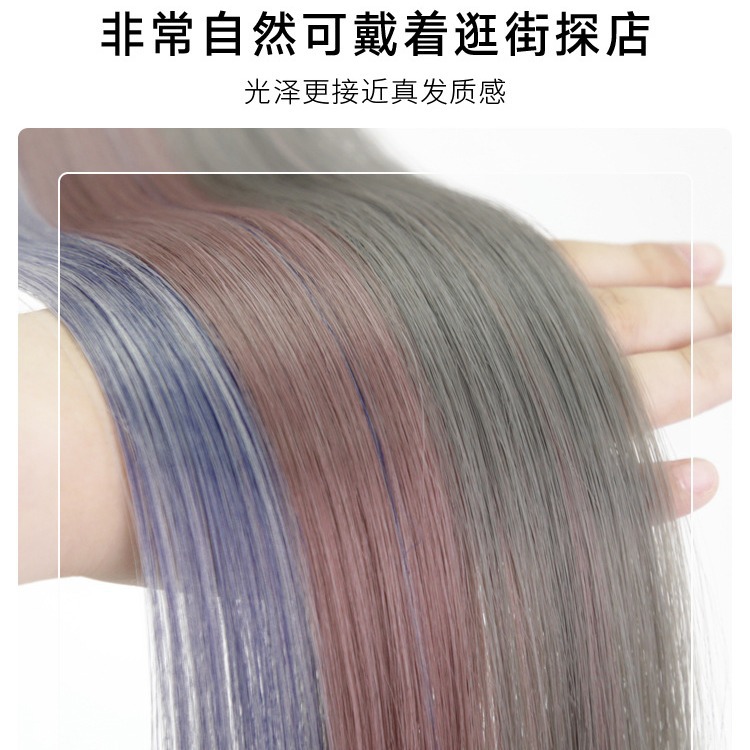 Piezas de tinte de orejas, pelo rizado, pelucas de teñido, extensión de cabello de color femenino, parches de cabello de color, cabello largo y liso, blanqueado.