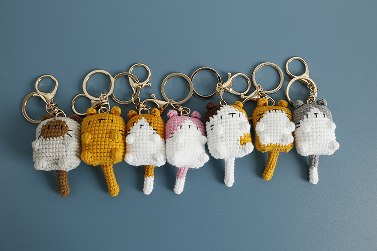 25g Weight Wool Yarn Home Textiles & Decor Type Handmade Inlay Material Keychain Classification 1 Piece Quantity Daily Occasion yarn Material Cartoon, Cat Pattern Knitting Design Cute Style 1 Piece Cartoon Cat Keychain Yarn Handmade Cute Keychain 无